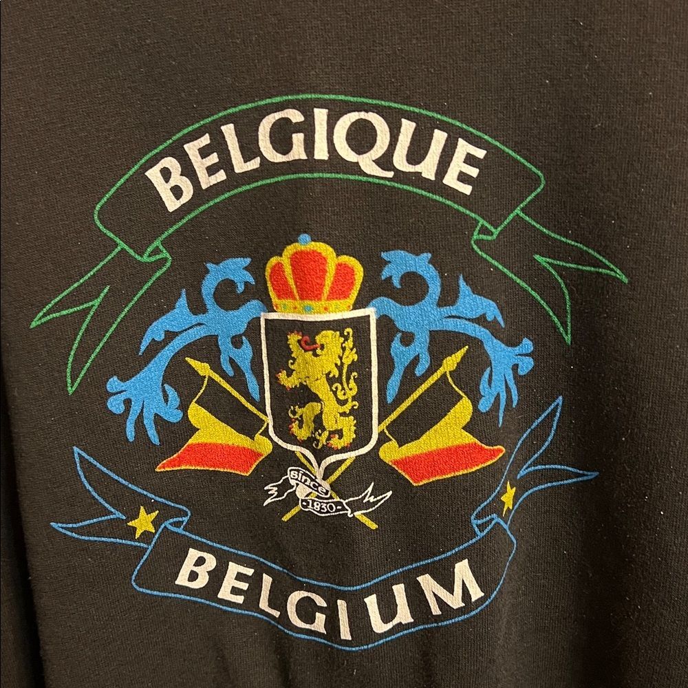 Vintage Black Belgique Belgium Crewneck Women's Large - Picture 2 of 4